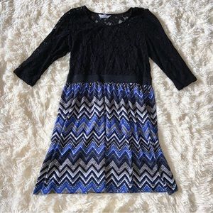 Speechless XL Lace & Chevron Dress